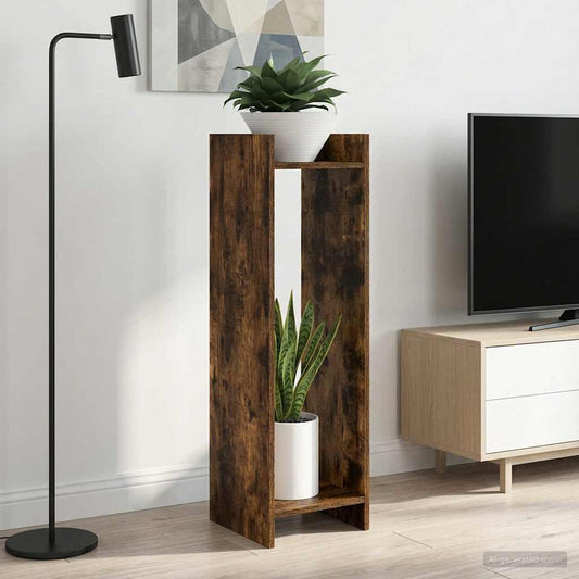 Augalų stovas su lentyna 2 pcs Rūkytas Ąžuolas 30 x 30 x 100 cm