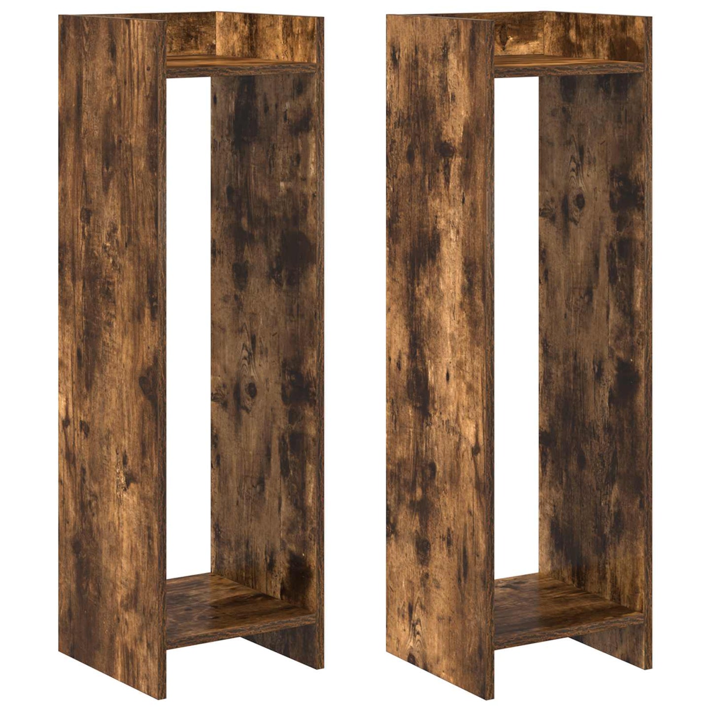 Augalų stovas su lentyna 2 pcs Rūkytas Ąžuolas 30 x 30 x 100 cm