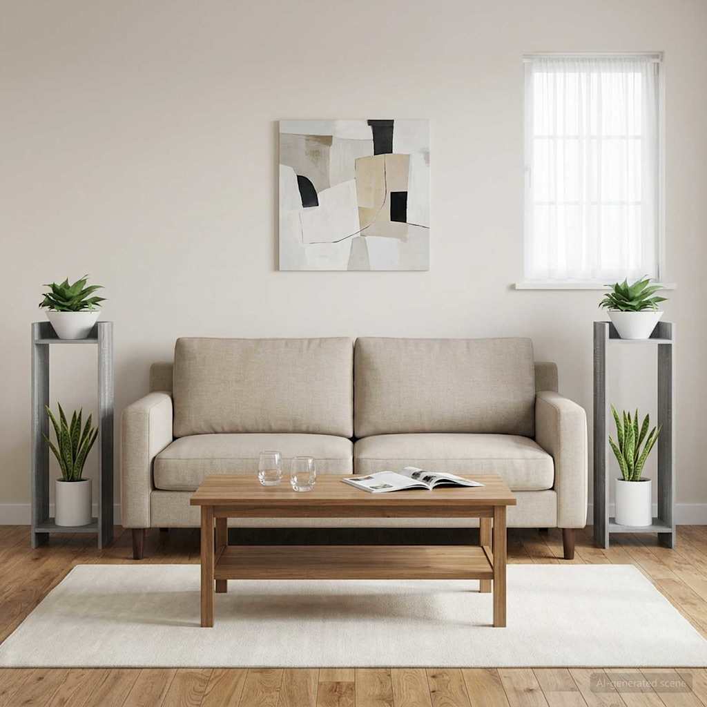 Augalų stovas su lentyna 2 pcs Pilka Sonoma 30 x 30 x 100 cm
