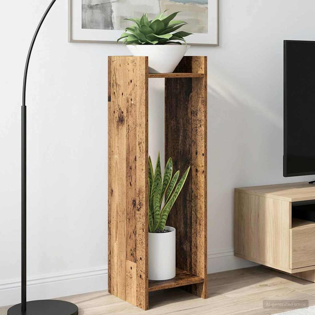 Augalų stovas su lentyna 2 pcs Senas medis 30 x 30 x 100 cm
