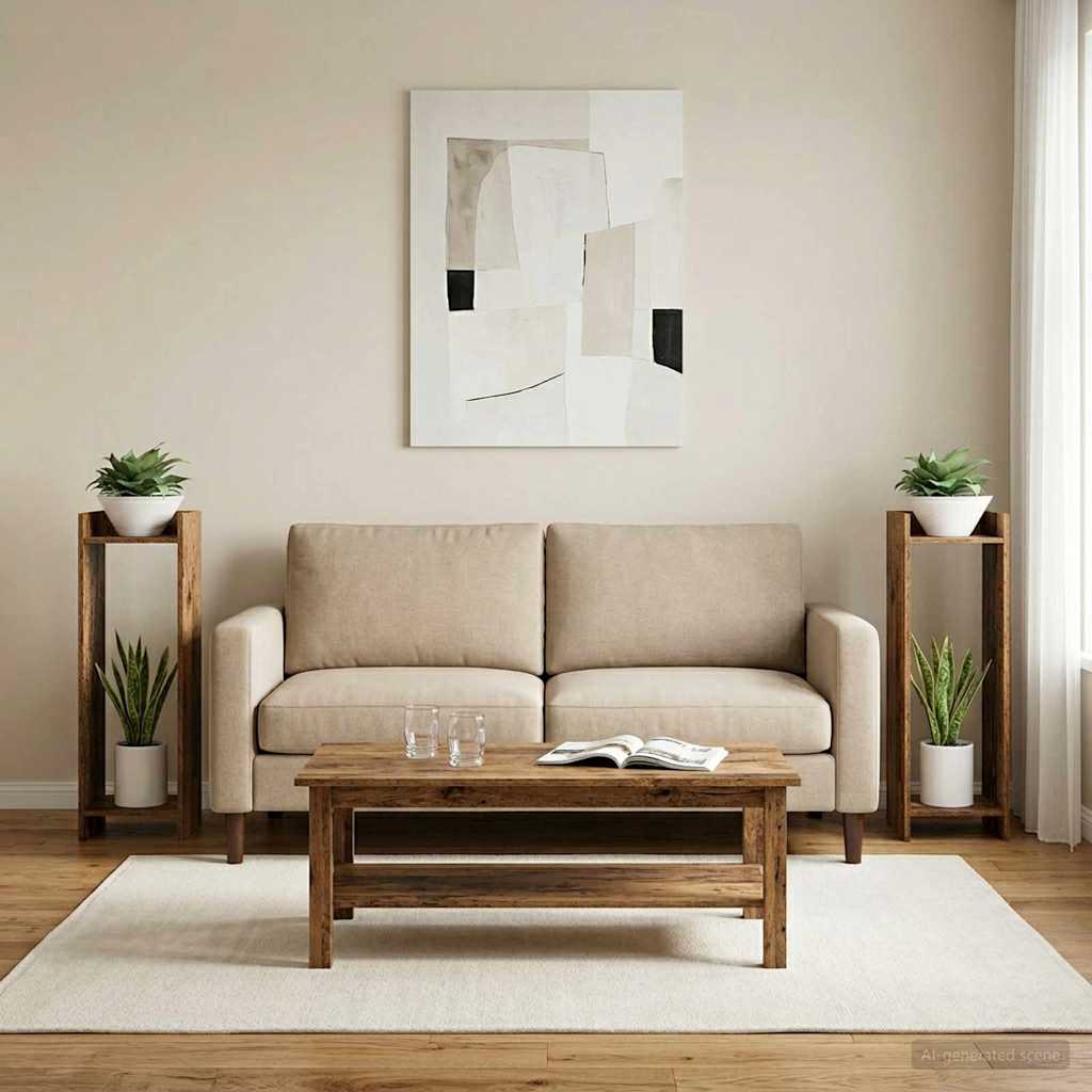 Augalų stovas su lentyna 2 pcs Senas medis 30 x 30 x 100 cm