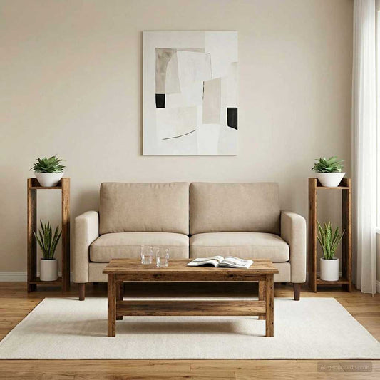 Augalų stovas su lentyna 2 pcs Senas medis 30 x 30 x 100 cm