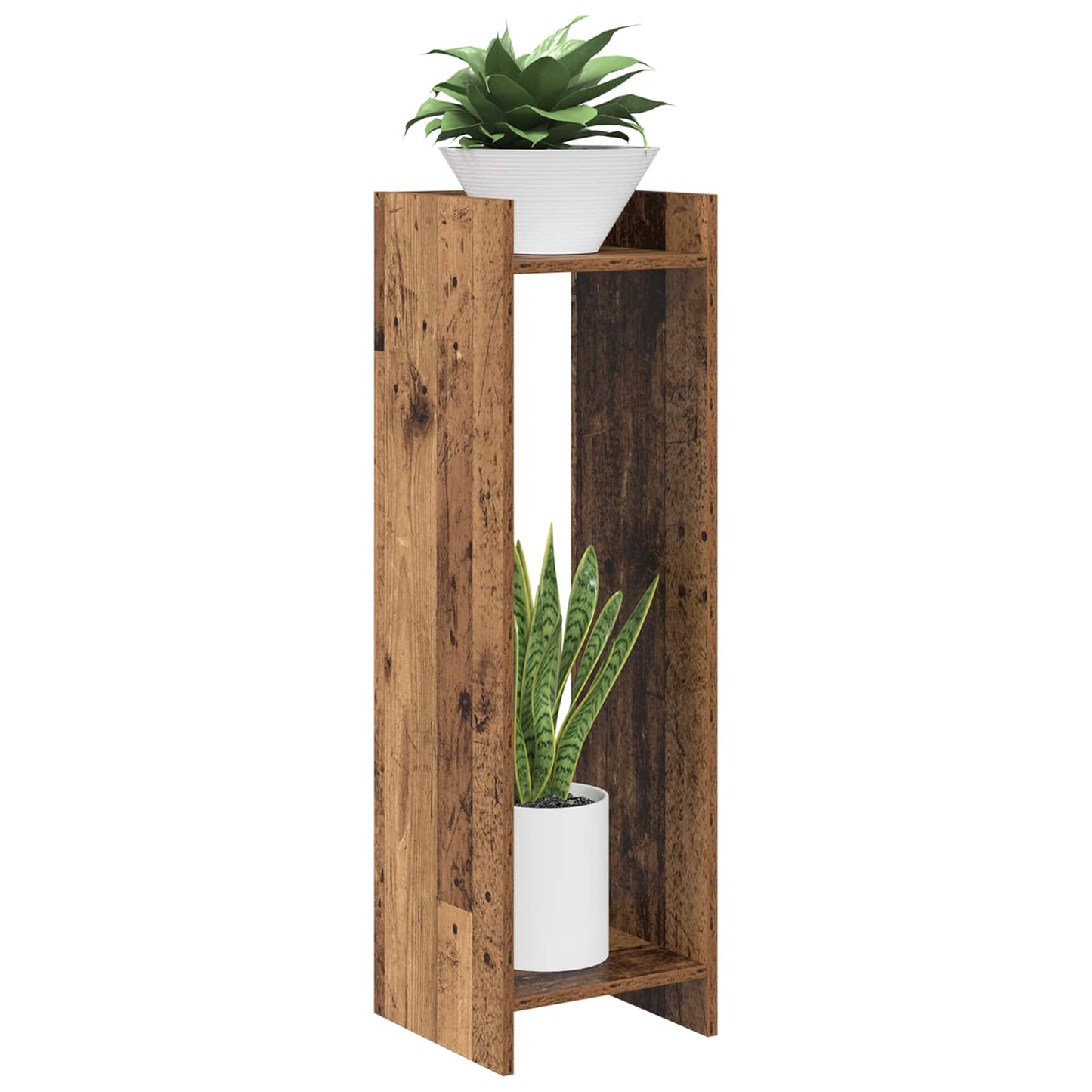 Augalų stovas su lentyna 2 pcs Senas medis 30 x 30 x 100 cm