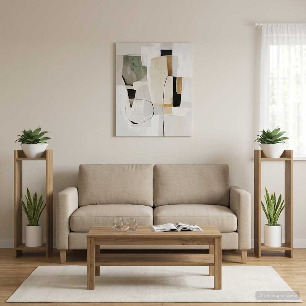 Augalų stovas su lentyna 2 pcs Amatinė Ąžuolas 30 x 30 x 100 cm