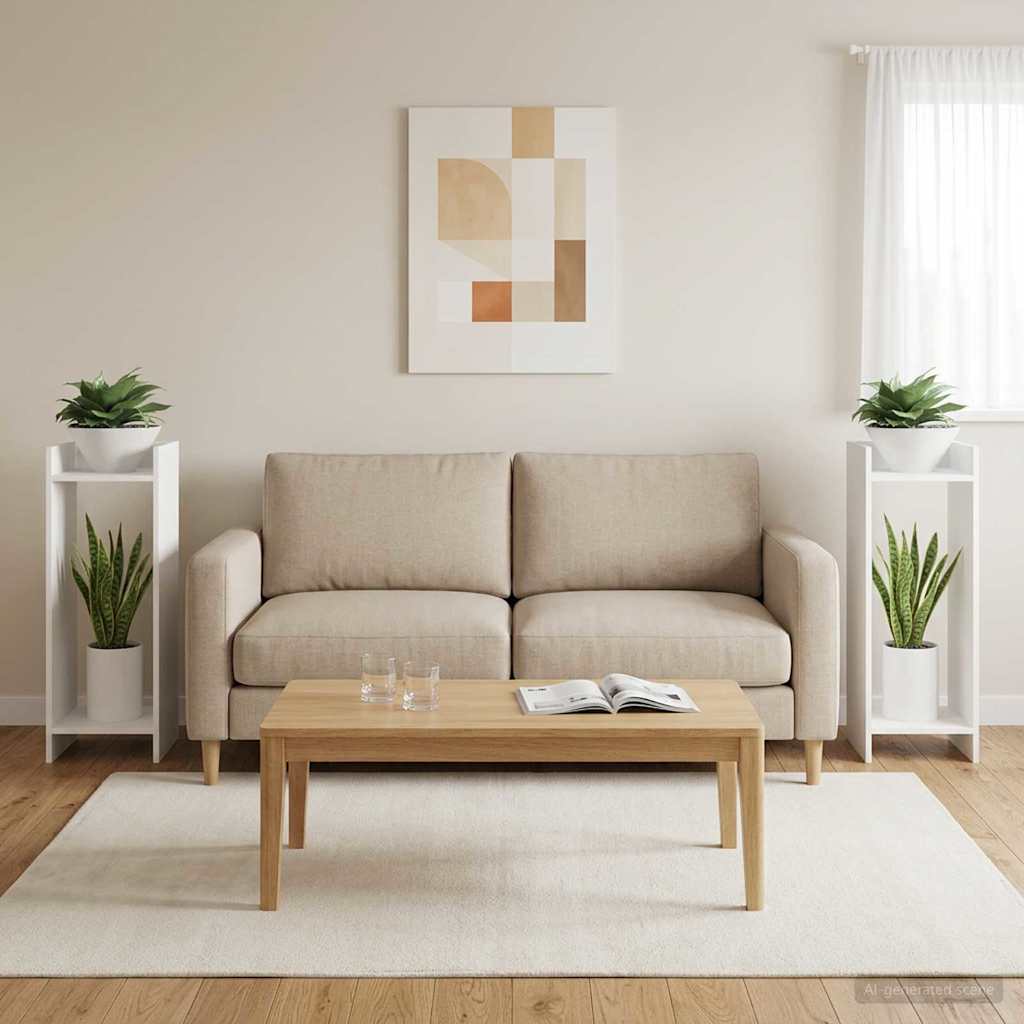 Augalų stovas 2 pcs Baltas 30 x 30 x 80 cm Dirbtinė mediena