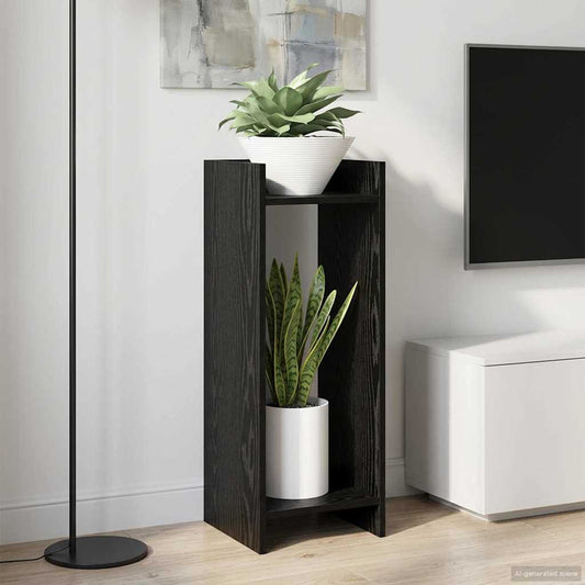 Augalų stovas su lentyna 2 pcs Juodas Ąžuolas 30 x 30 x 80 cm