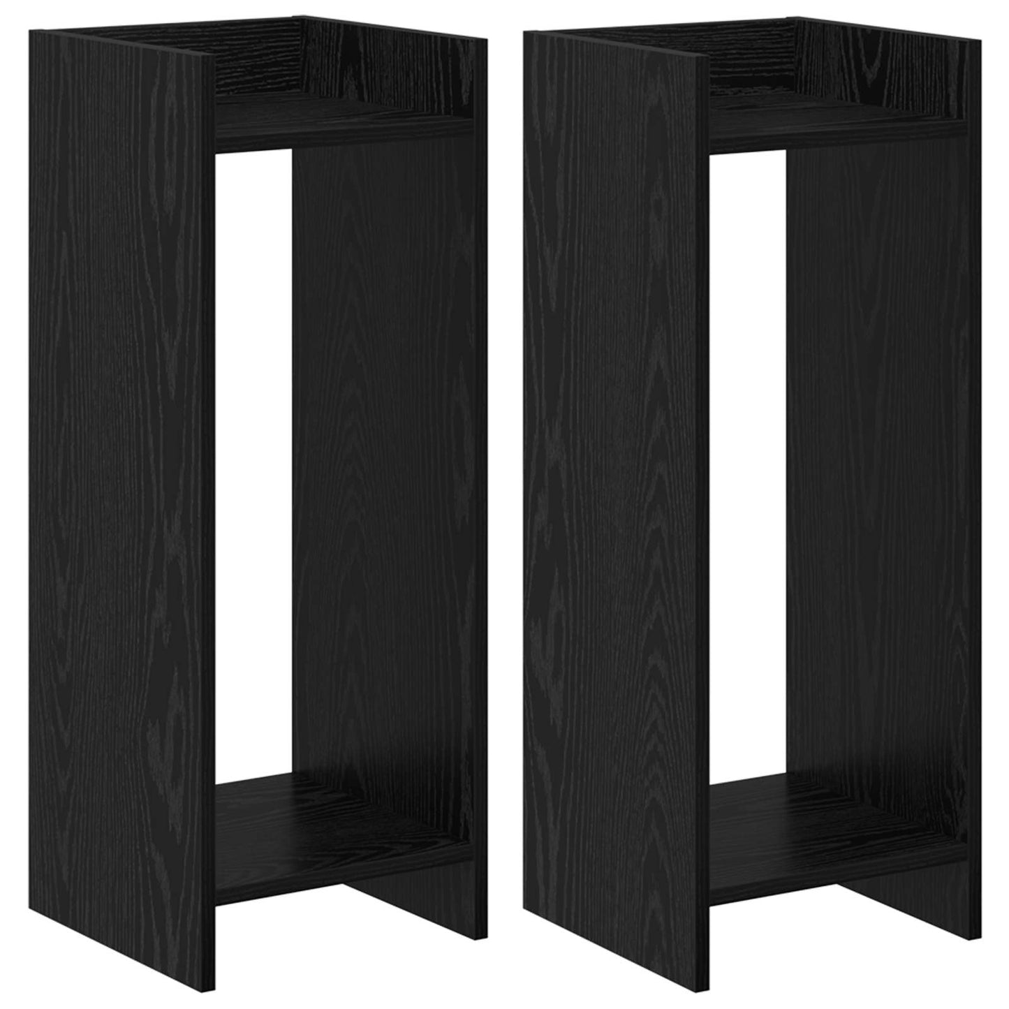 Augalų stovas su lentyna 2 pcs Juodas Ąžuolas 30 x 30 x 80 cm
