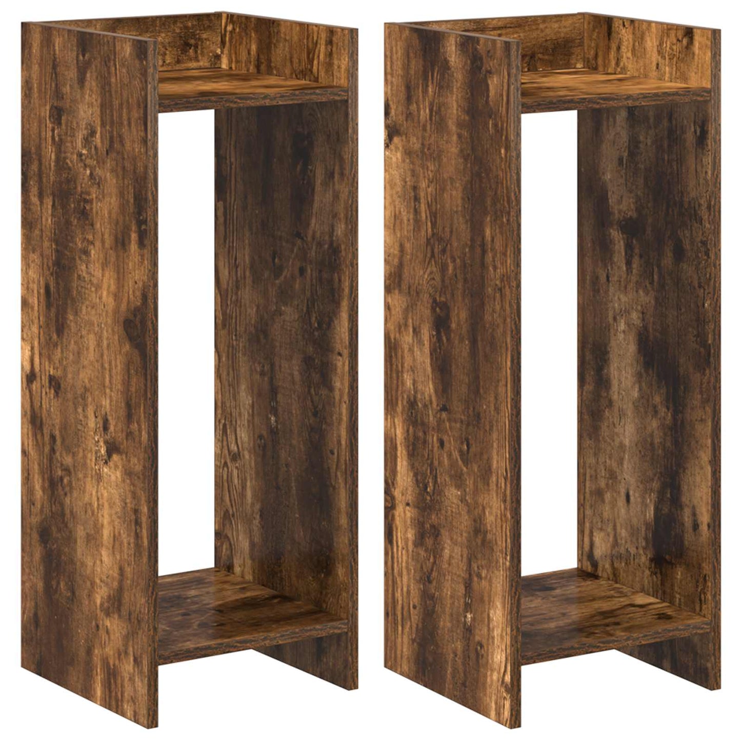 Augalų stovas su lentyna 2 pcs Rūkytas Ąžuolas 30 x 30 x 80 cm