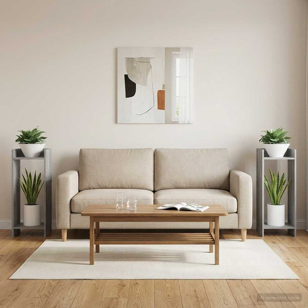 Augalų stovas su lentyna 2 pcs Pilka Sonoma 30 x 30 x 80 cm