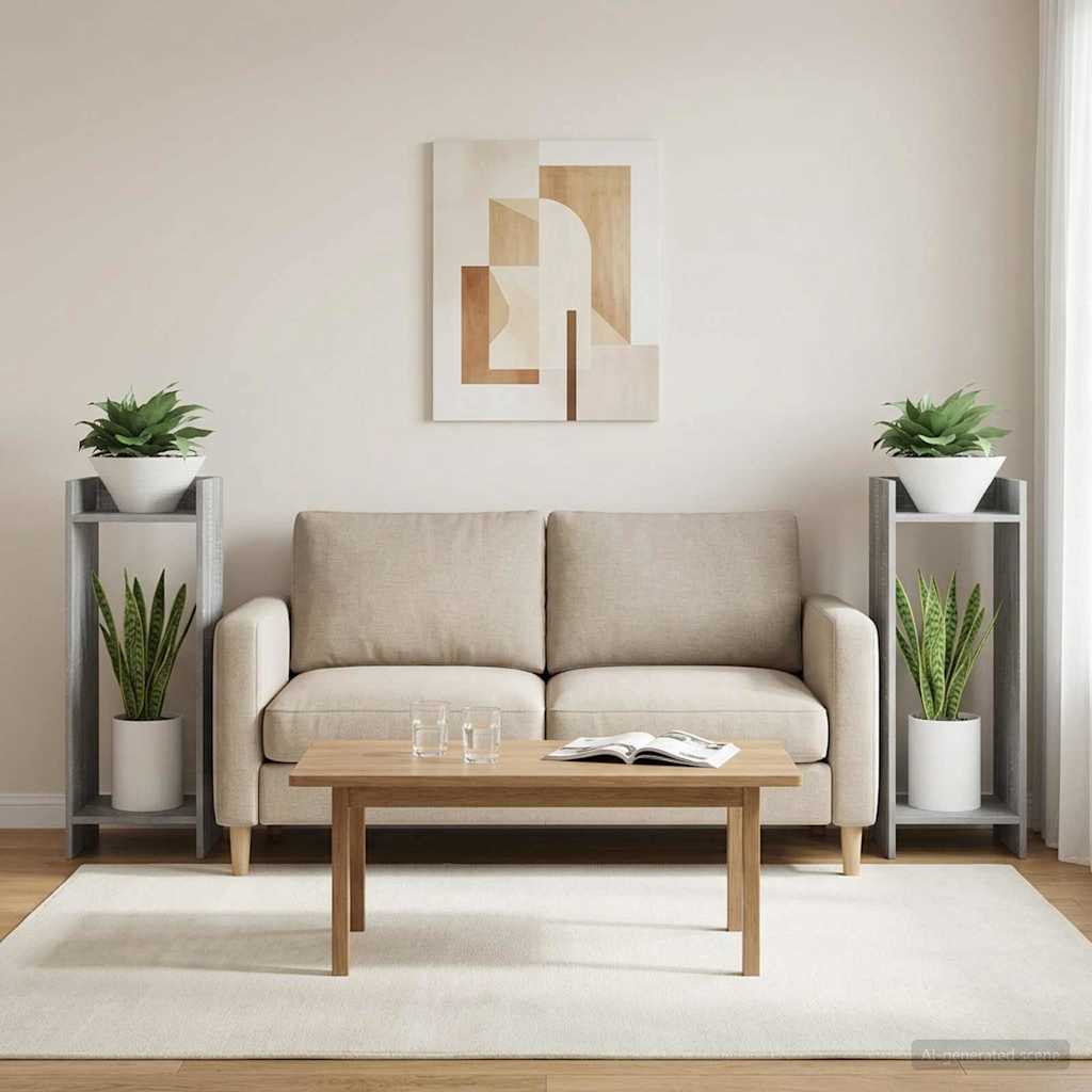 Augalų stovas su lentyna 2 pcs Pilka Sonoma 30 x 30 x 80 cm