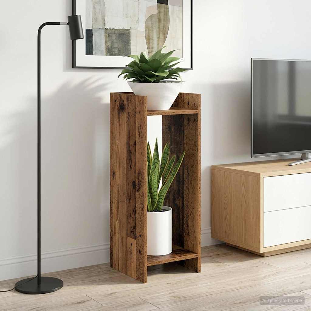 Augalų stovas su lentyna 2 pcs Senas medis 30 x 30 x 80 cm