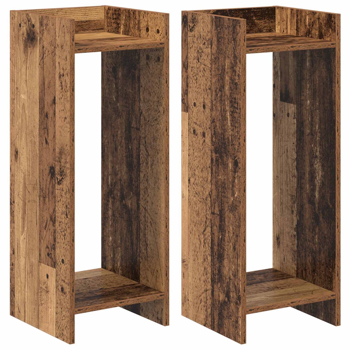 Augalų stovas su lentyna 2 pcs Senas medis 30 x 30 x 80 cm