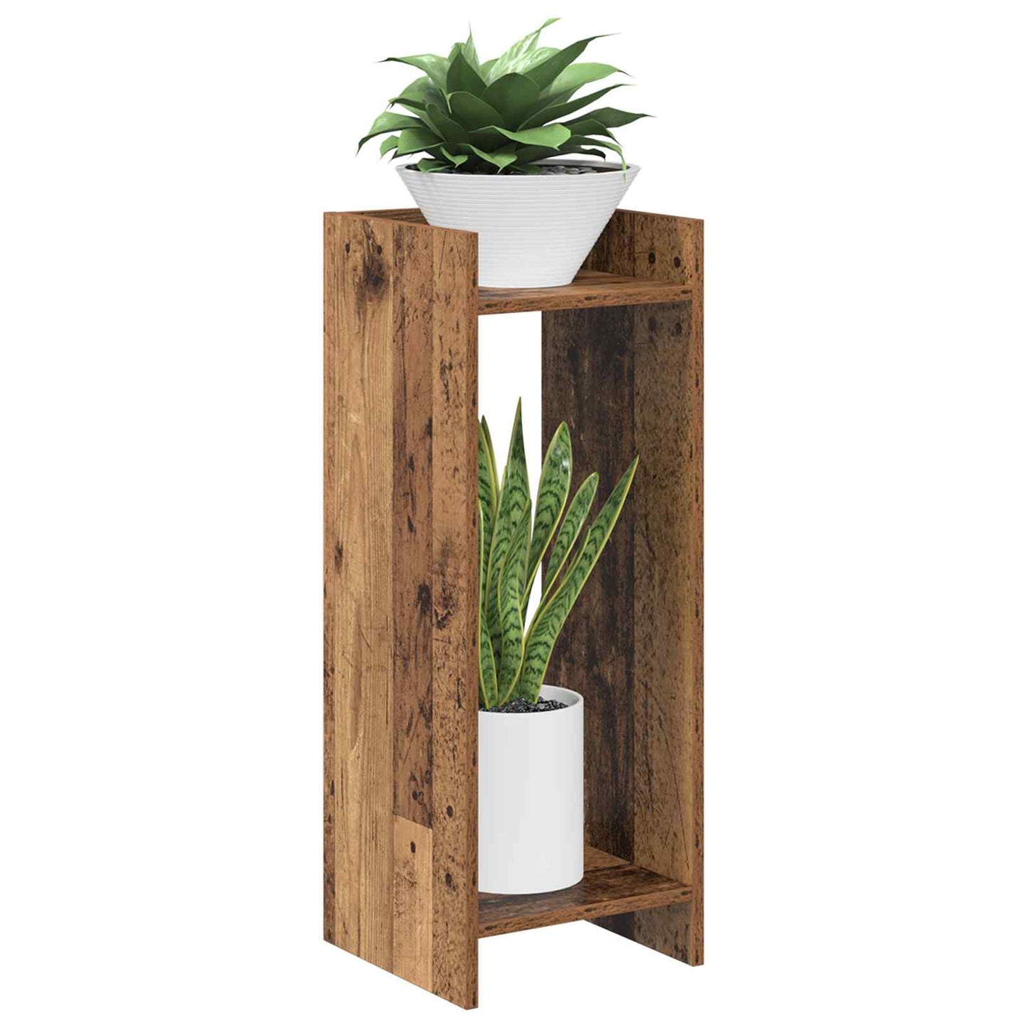 Augalų stovas su lentyna 2 pcs Senas medis 30 x 30 x 80 cm