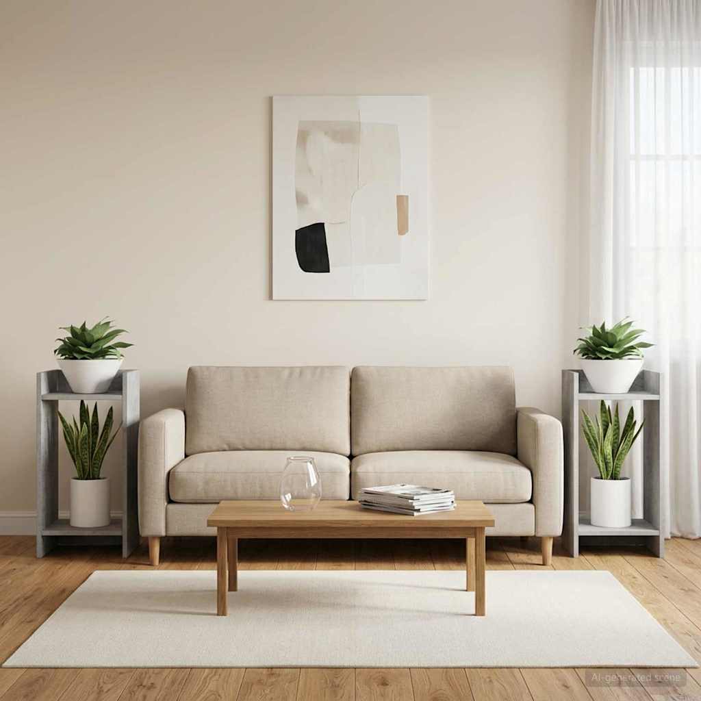 Augalų stovas su lentyna 2 pcs Betono Pilka 30 x 30 x 60 cm