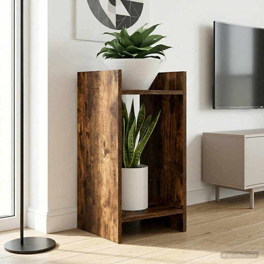 Augalų stovas su lentyna 2 pcs Rūkytas Ąžuolas 30 x 30 x 60 cm