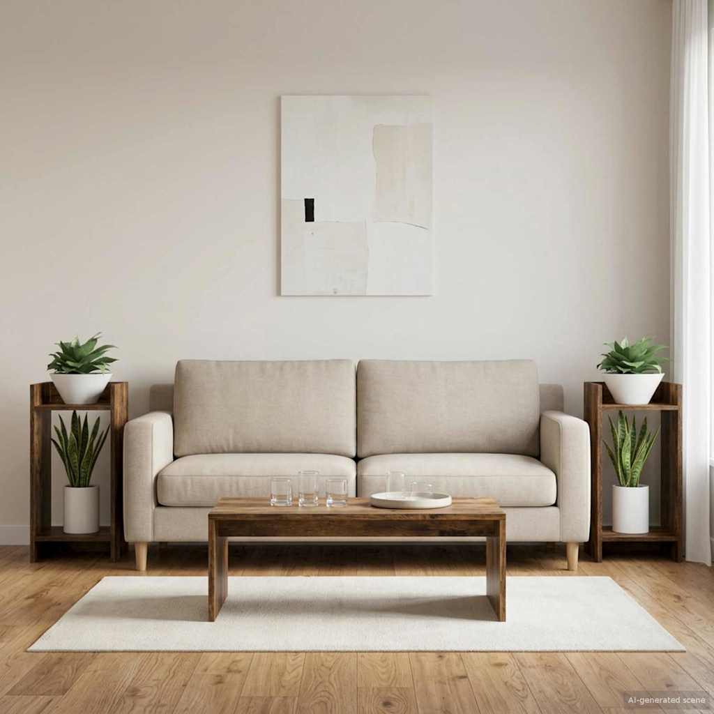 Augalų stovas su lentyna 2 pcs Rūkytas Ąžuolas 30 x 30 x 60 cm