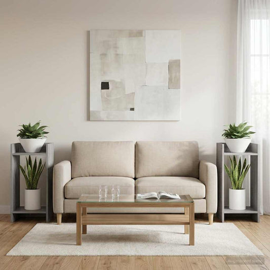 Augalų stovas su lentyna 2 pcs Pilka Sonoma 30 x 30 x 60 cm