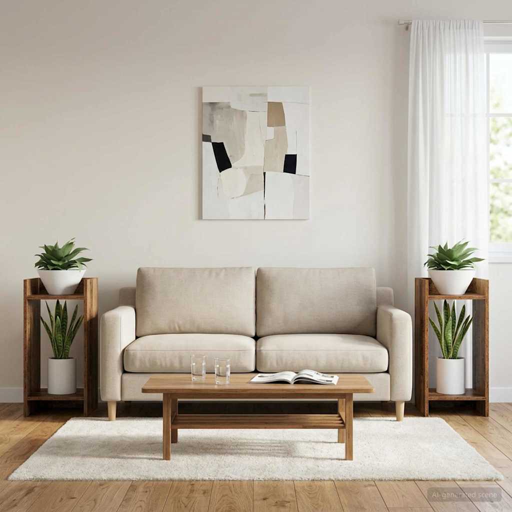 Augalų stovas su lentyna 2 pcs Senas medis 30 x 30 x 60 cm