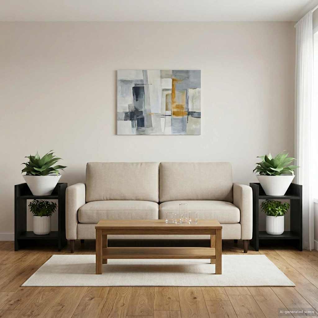 Augalų stovas su lentyna 2 pcs Juodas Ąžuolas 30 x 30 x 40 cm