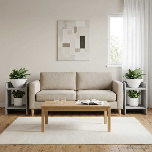 Augalų stovas su lentyna 2 pcs Betono Pilka 30 x 30 x 40 cm