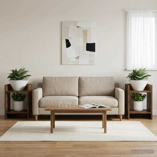 Augalų stovas su lentyna 2 pcs Rūkytas Ąžuolas 30 x 30 x 40 cm