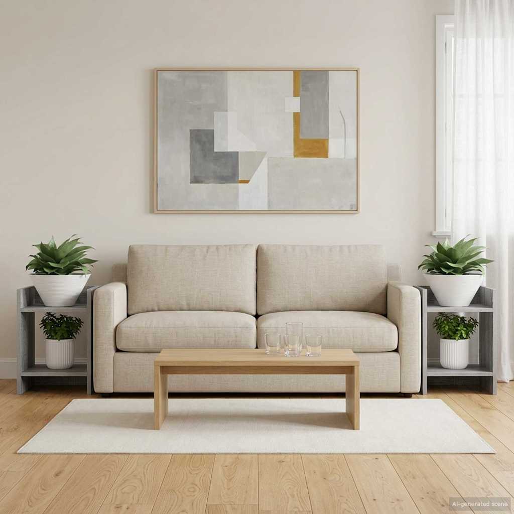 Augalų stovas su lentyna 2 pcs Pilka Sonoma 30 x 30 x 40 cm