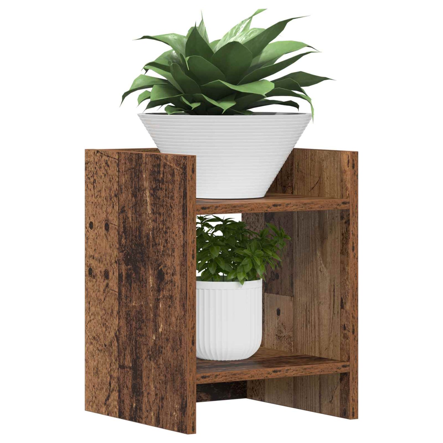Augalų stovas su lentyna 2 pcs Senas medis 30 x 30 x 40 cm