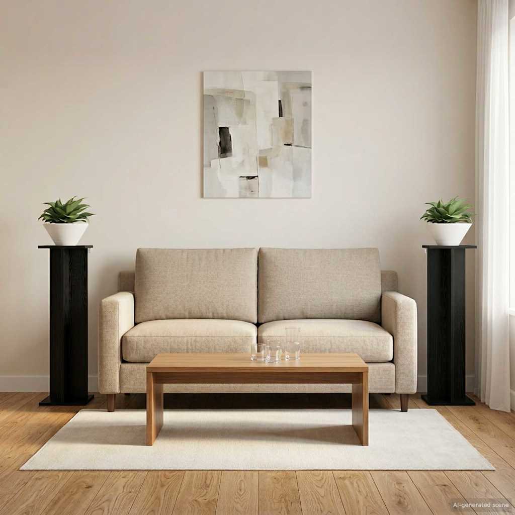 Augalų stovas 2 pcs Juodas Ąžuolas 25 x 25,5 x 100,5 cm