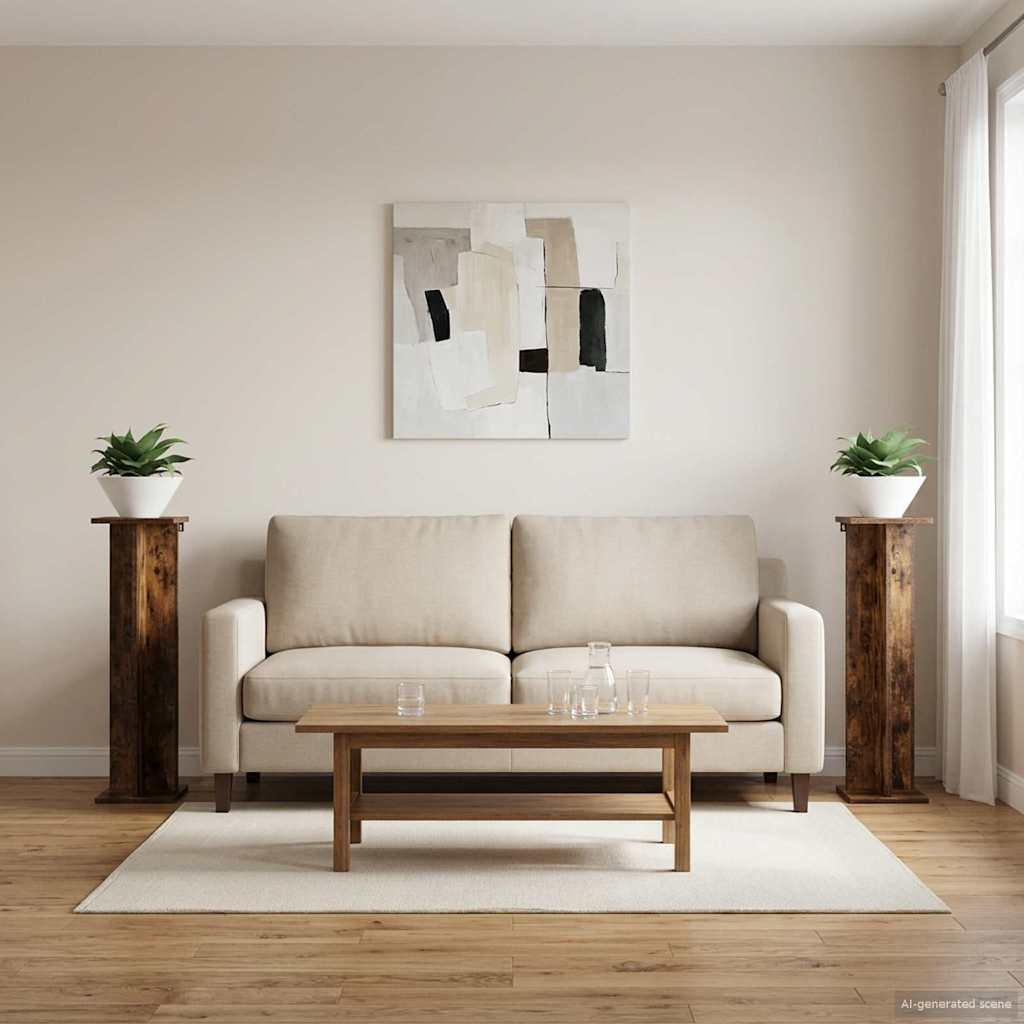 Augalų stovas 2 pcs Rūkytas Ąžuolas 25 x 25,5 x 100,5 cm