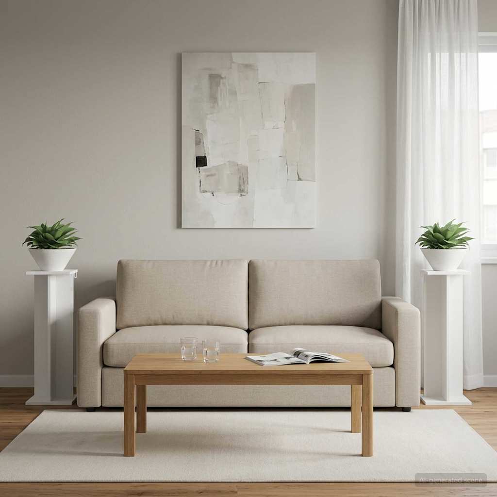 Augalų stovas 2 pcs Baltas 25 x 25,5 x 80,5 cm Dirbtinė mediena