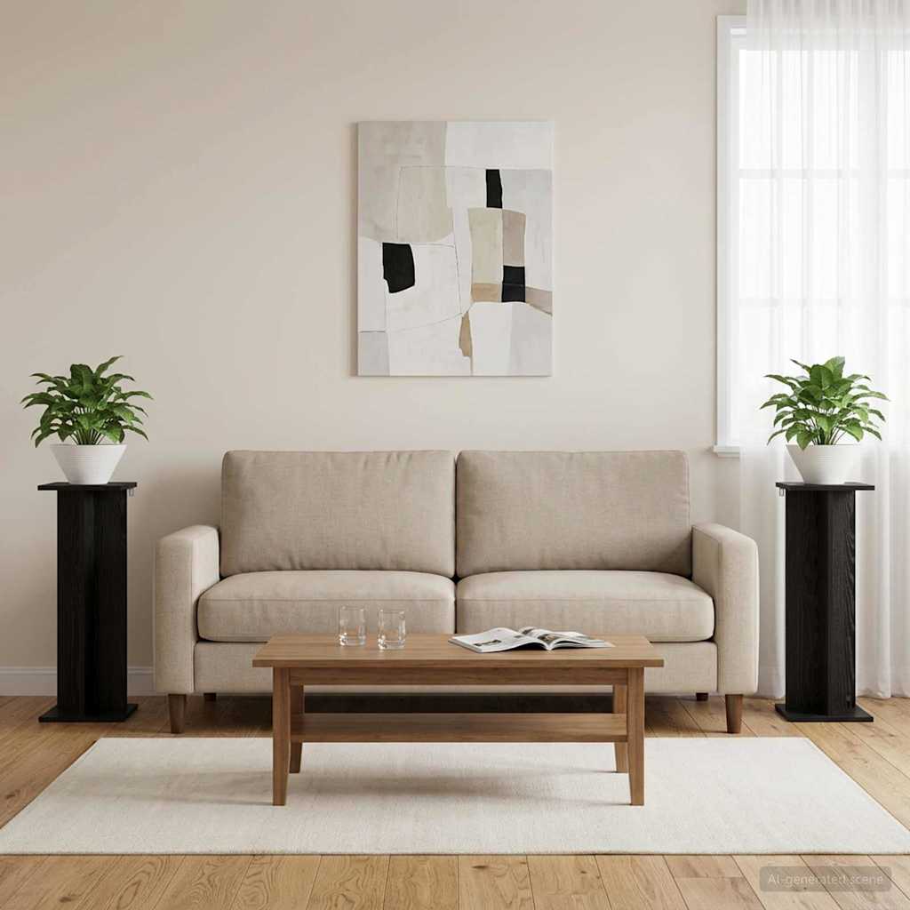 Augalų stovas 2 pcs Juodas Ąžuolas 25 x 25,5 x 80,5 cm