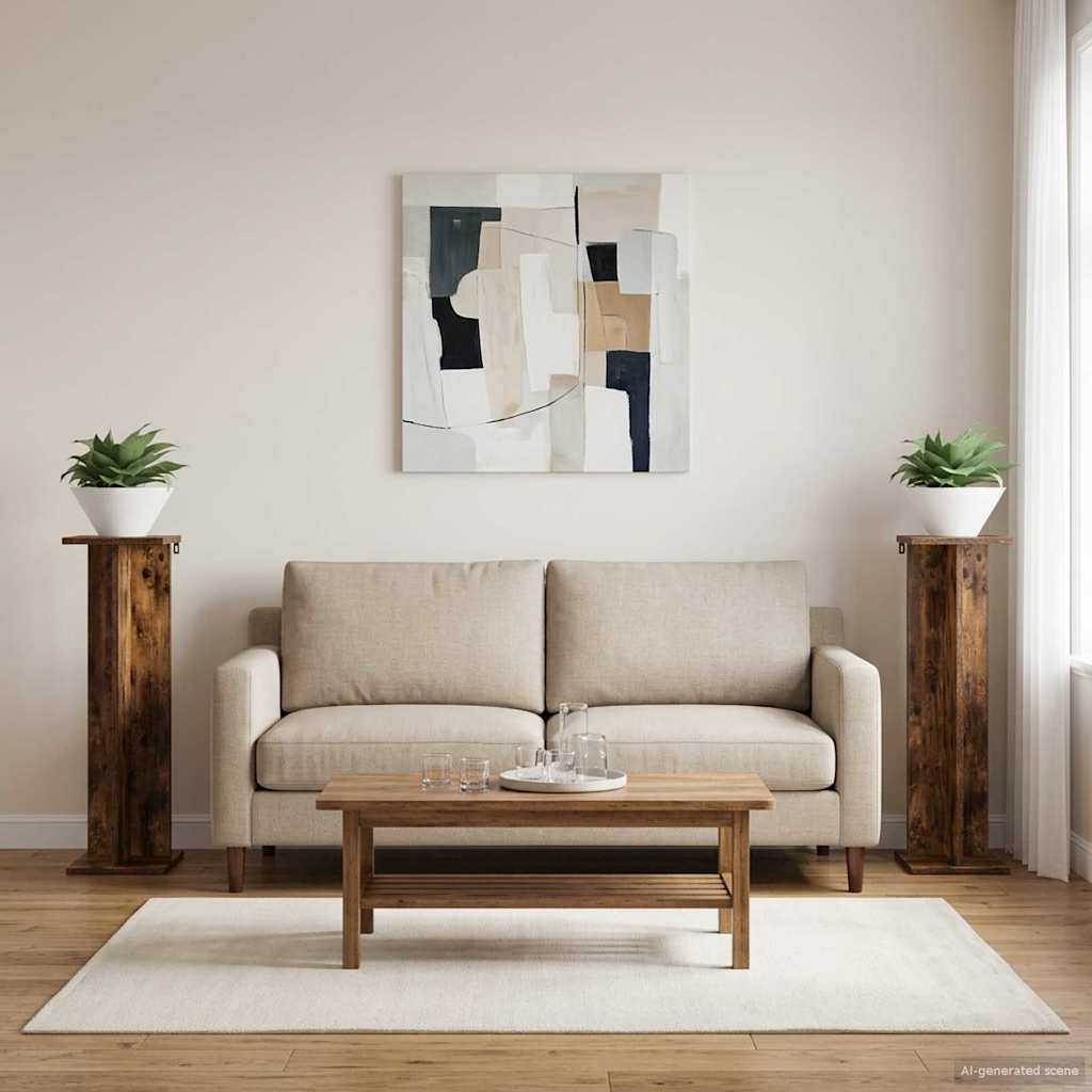 Augalų stovas 2 pcs Rūkytas Ąžuolas 25 x 25,5 x 80,5 cm