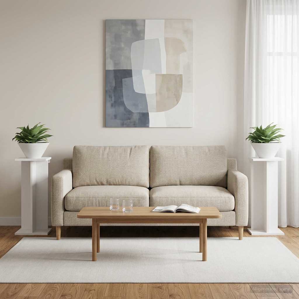 Augalų stovas 2 pcs Baltas 25 x 25,5 x 60,5 cm Dirbtinė mediena