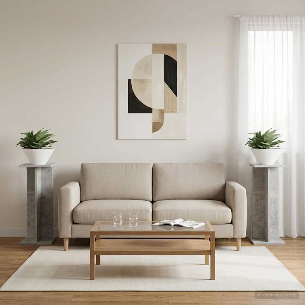 Augalų stovas 2 pcs Betono Pilka 25 x 25,5 x 60,5 cm