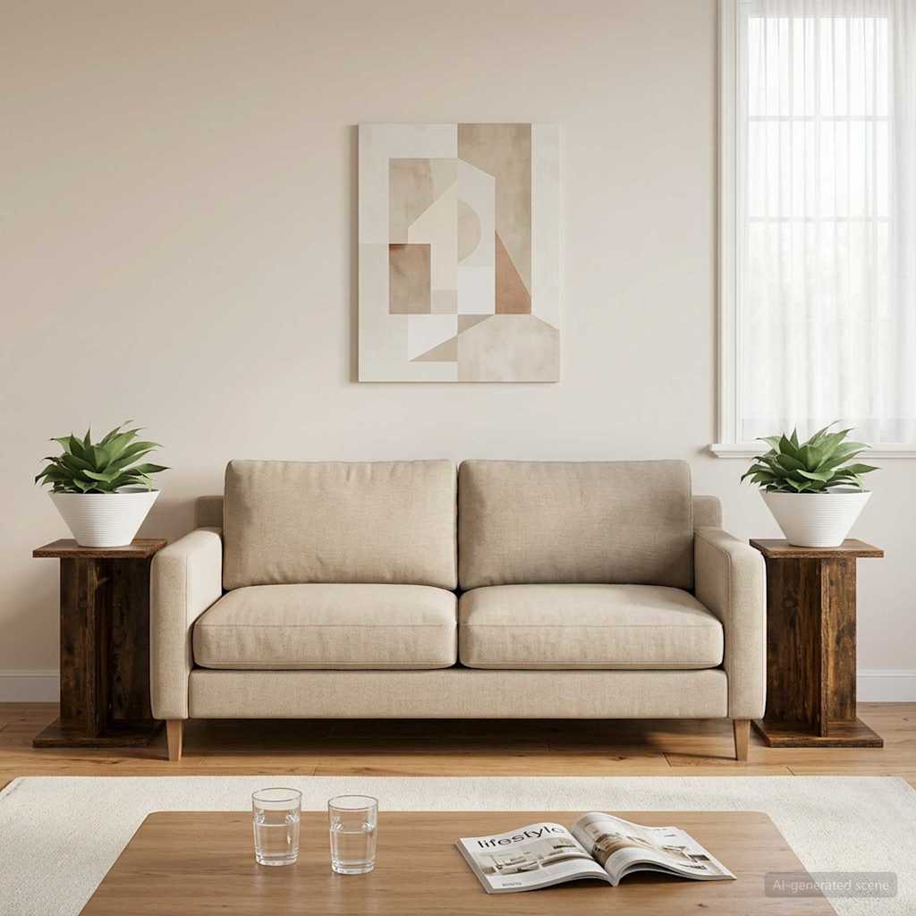 Augalų stovas 2 pcs Rūkytas Ąžuolas 25 x 25,5 x 40,5 cm
