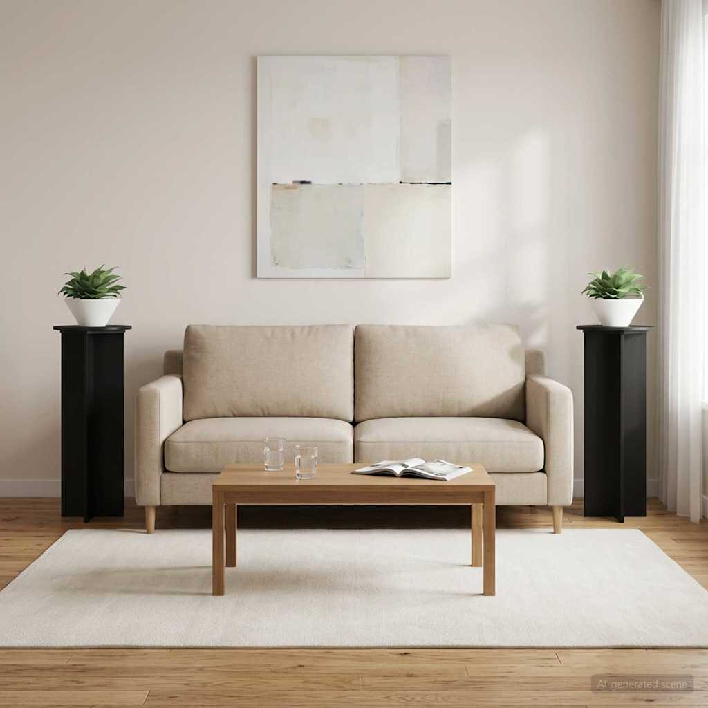 Augalų stovas 2 pcs Juoda Ø40 x 100 cm Apdirbta mediena