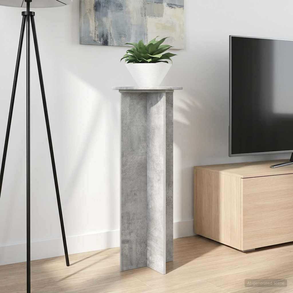 Augalų stovas 2 pcs Betono pilka Ø40 x 100 cm Apdirbta mediena