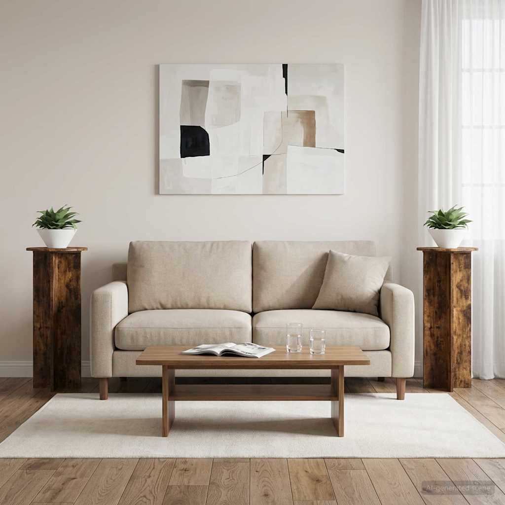 Augalų stovas 2 pcs Dūminio ąžuolo Ø40 x 100 cm