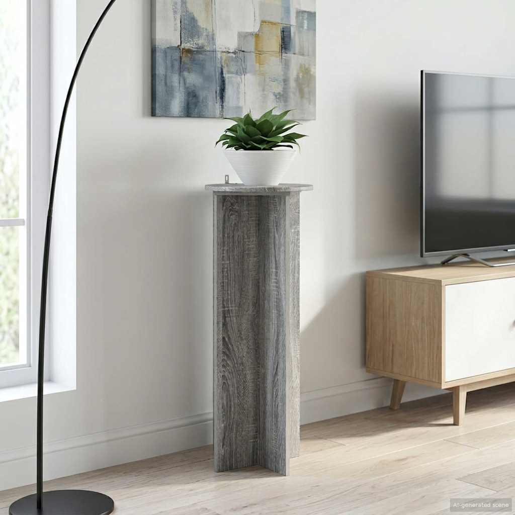 Augalų stovas 2 pcs Pilka sonoma ąžuolo Ø40 x 100 cm