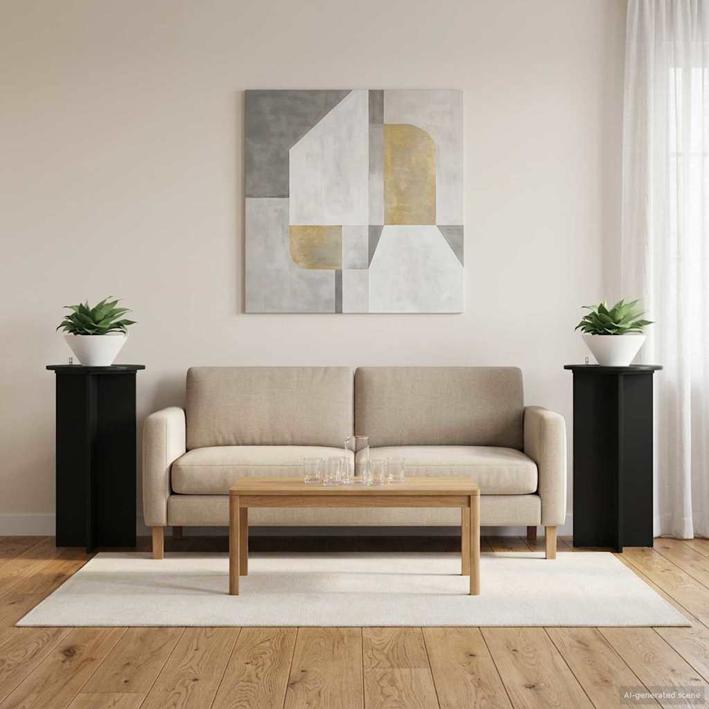 Augalų stovas 2 pcs Juoda 40 x 40 x 80 cm Apdirbta mediena