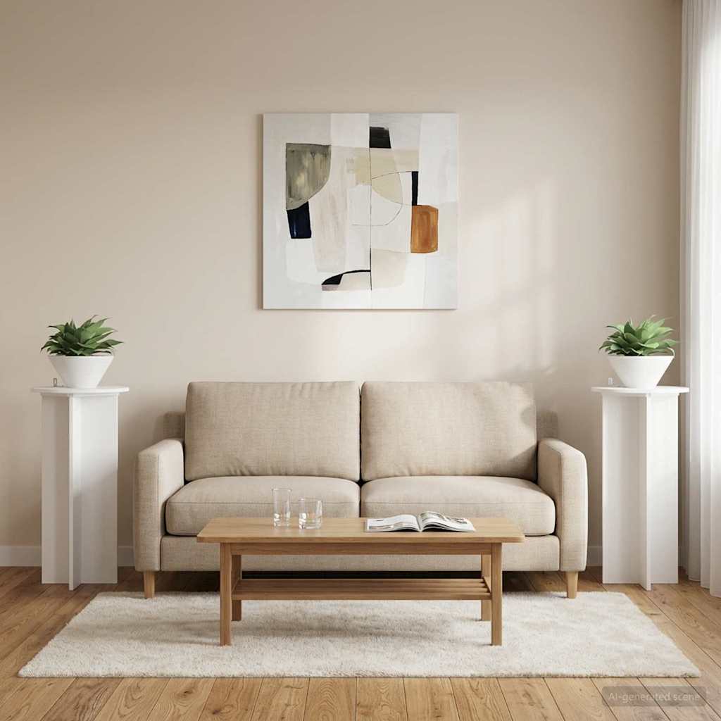 Augalų stovas 2 pcs Itin blizgi balta 40 x 40 x 80 cm