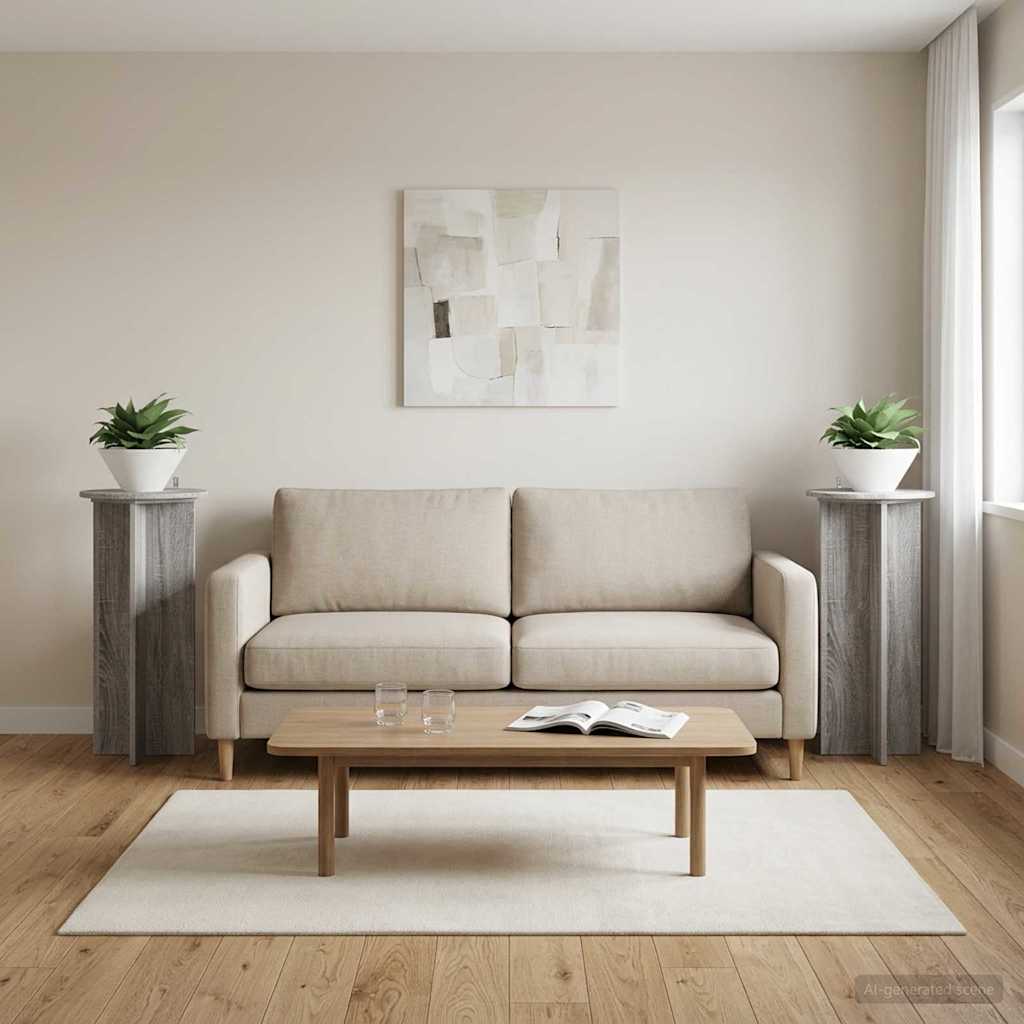 Augalų stovas 2 pcs Pilka sonoma ąžuolo 40 x 40 x 80 cm