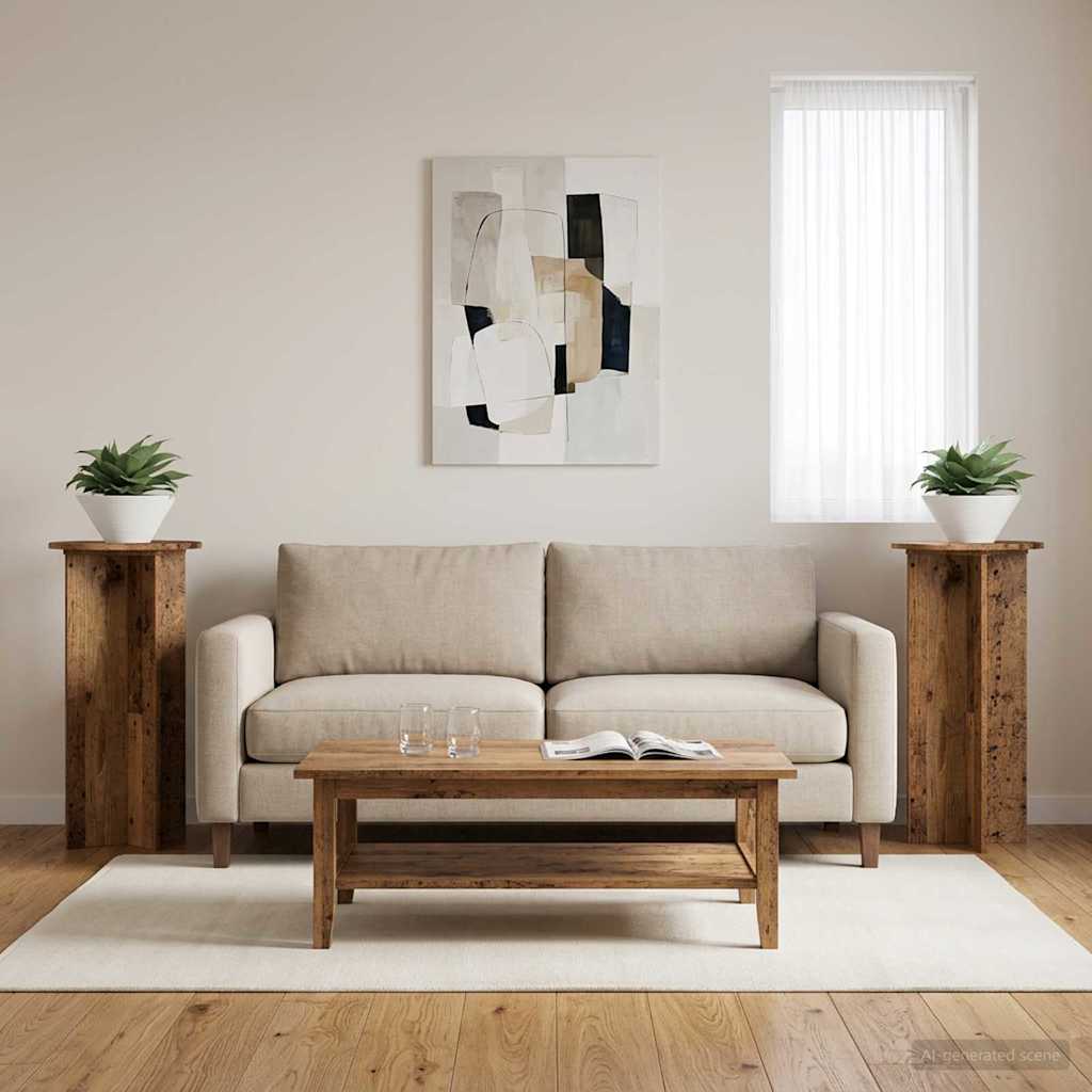 Augalų stovas 2 pcs Sendintos medienos 40 x 40 x 80 cm
