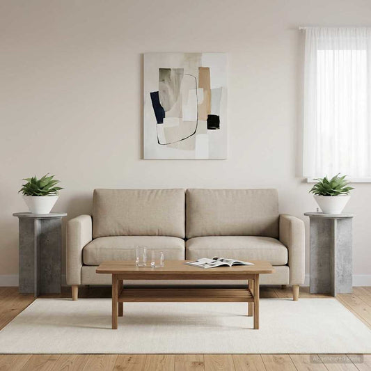 Augalų stovas 2 pcs Betono pilka Ø40 x 60 cm Apdirbta mediena