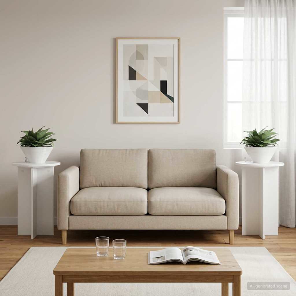 Augalų stovas 2 pcs Itin blizgi balta Ø40 x 60 cm