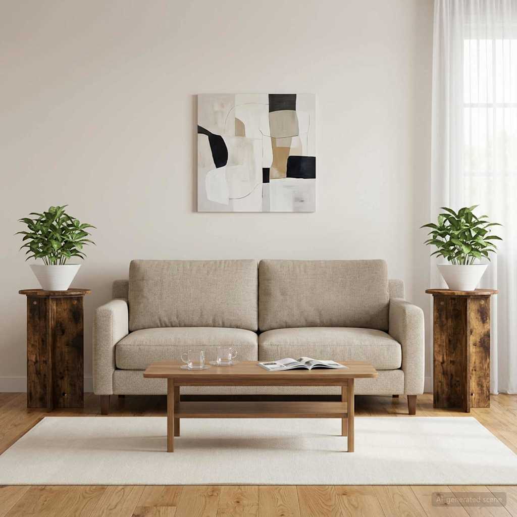 Augalų stovas 2 pcs Dūminio ąžuolo Ø40 x 60 cm Apdirbta mediena