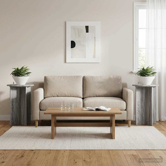 Augalų stovas 2 pcs Pilka sonoma ąžuolo Ø40 x 60 cm