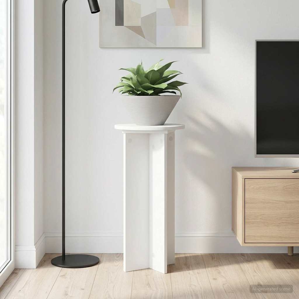 Augalų stovas 2 pcs Balta Ø29,5 x 60 cm Apdirbta mediena