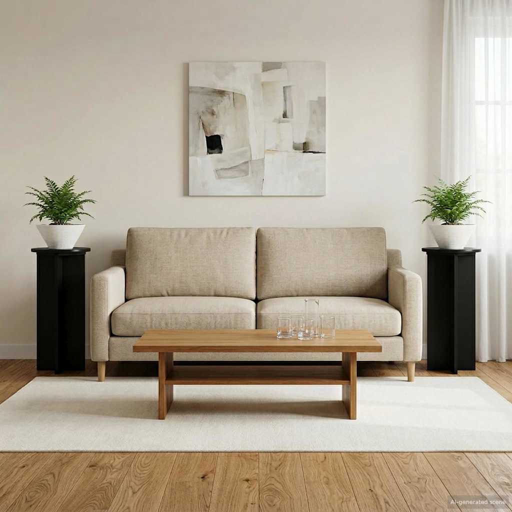 Augalų stovas 2 pcs Juoda 29,5 x 29,5 x 60 cm Apdirbta mediena