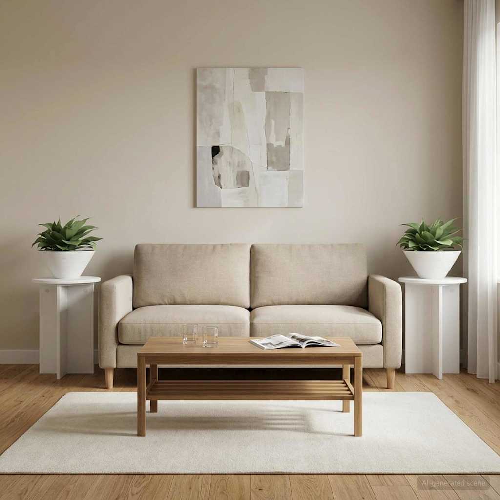 Augalų stovas 2 pcs Balta Ø40 x 40 cm Apdirbta mediena
